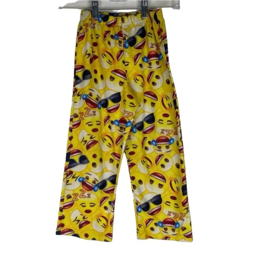 5/$15 Smily Face Emoji Unisex Pajama Pants Yellow Elastic Waist Fire Resistant 6